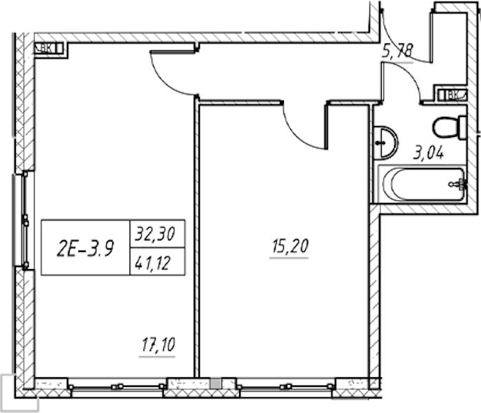 1-комнатная квартира 41.12 м², 10/11 эт., Комплекс апартаментов «Zoom на Неве»